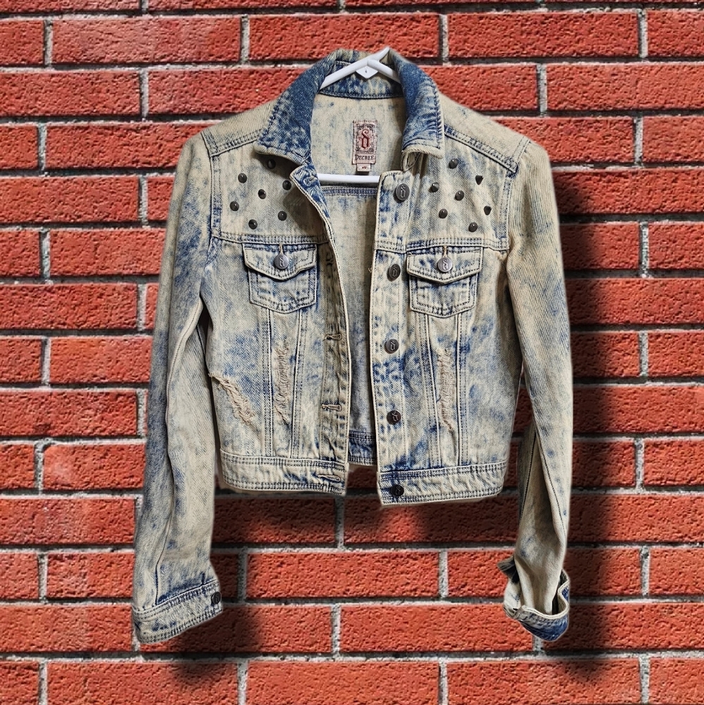 Decree Studded Distressed Denim Jacket (550004)